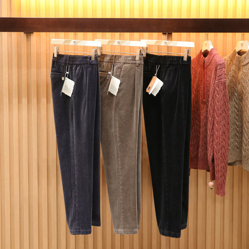 2025秋冬季新款男士抗皱弹力英伦风保暖灯芯绒修身直筒休闲裤1721