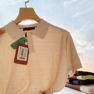 意式奢华2025夏季新款天丝亚麻混纺透气凉感针织短袖POLO衫男1200