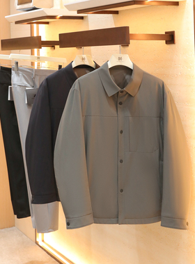 行政风2025秋冬季新款男士商务休闲轻薄衬衫款翻领夹克羽绒服1625