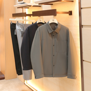 行政风2025秋冬季新款男士商务休闲轻薄衬衫款翻领夹克羽绒服1625