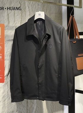 老钱风哈林顿夹克2024春秋季新款男休闲翻领高端羊毛混纺外套8890