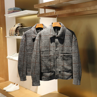 年终清仓 秋冬季男商务休闲厚款复古风羊毛混纺毛呢短款大衣9432