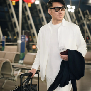 明星同款 8960 纯色泡泡纱夹克外套男春轻薄通勤休闲翻领外套空调衫