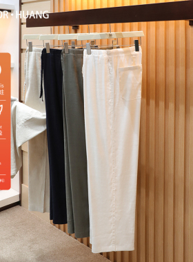 2025夏季新款男士高级感轻奢弹力汉麻混纺户外透气廓形休闲裤1275