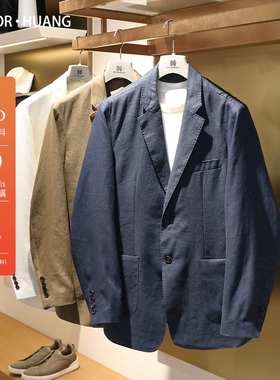 2025春夏季新款男高端100%纯亚麻透气休闲西装老钱风西服外套9938