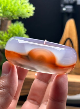纯天然精品高冰起荧光旭日东升玛瑙手镯口径55.3mm包邮珍藏级