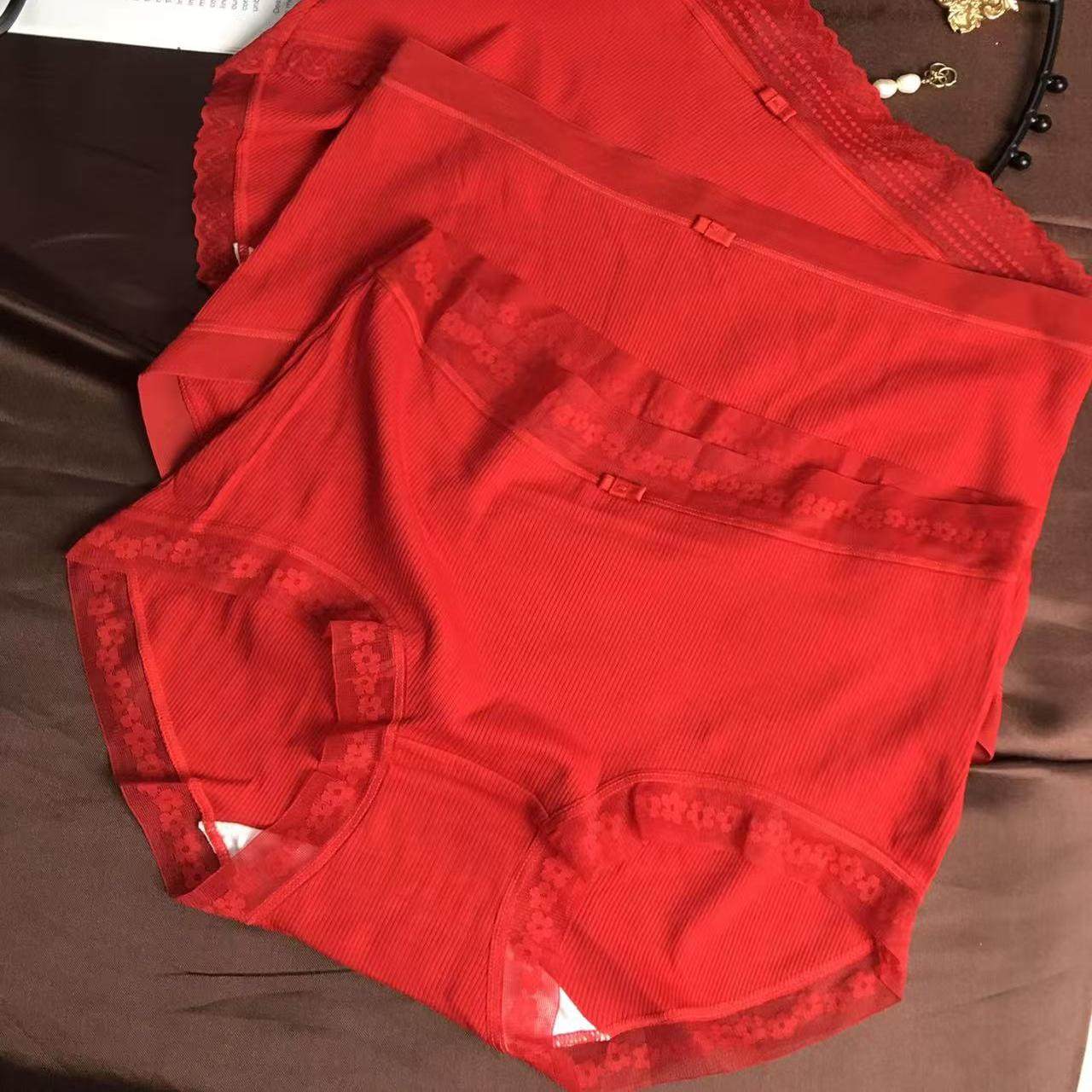 蛇年本命年蕾丝内裤女莫代尔全棉裆抑菌中高腰红色短裤,女士内衣/男士内衣/家居服,女三角裤,淘宝优惠券,粉丝福利购,淘宝优惠卷