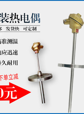 WREK-521铠装热电偶 E分度号 温度传感器 法兰 双支型热电偶