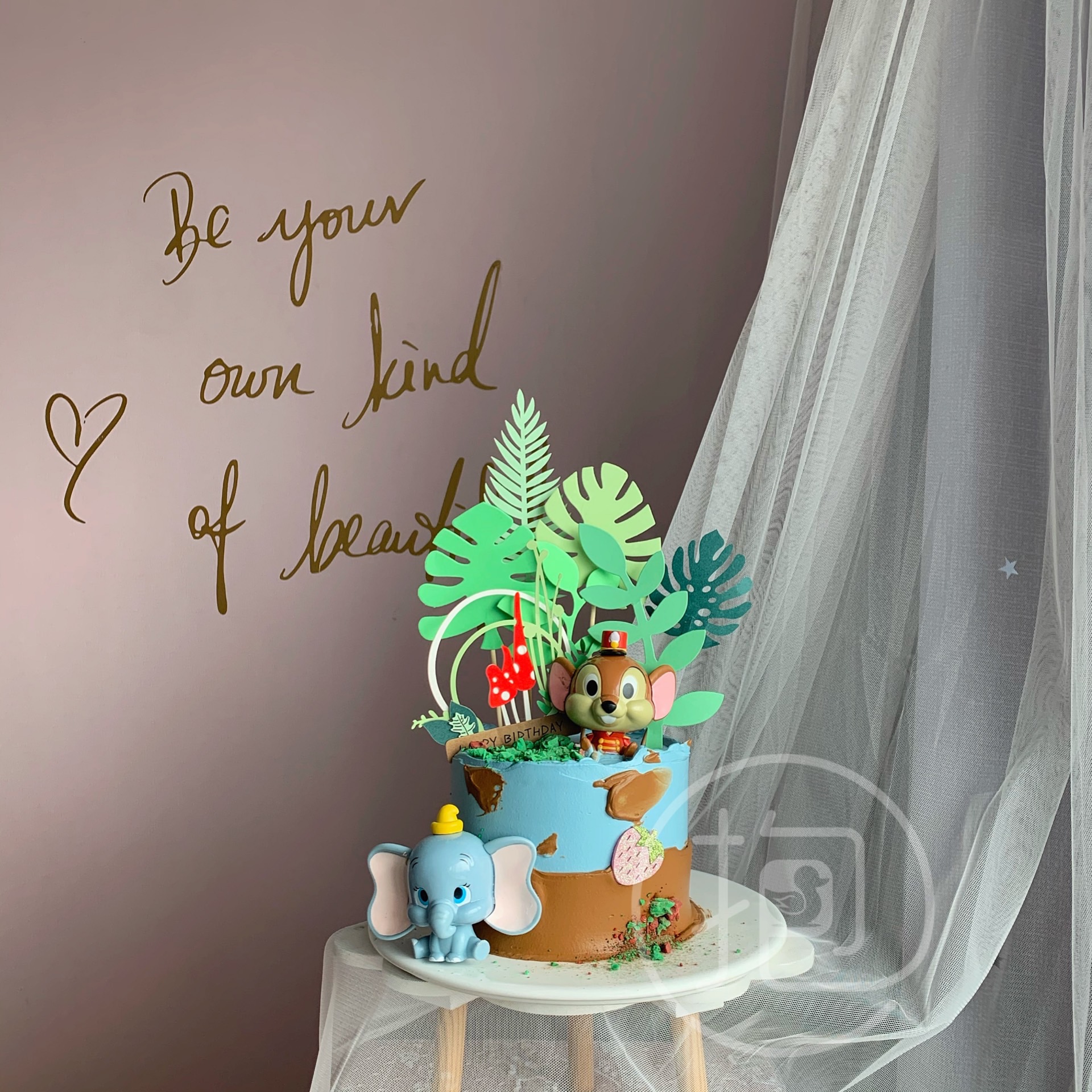 玩具卡通蓝色拉旗插牌蛋糕装饰