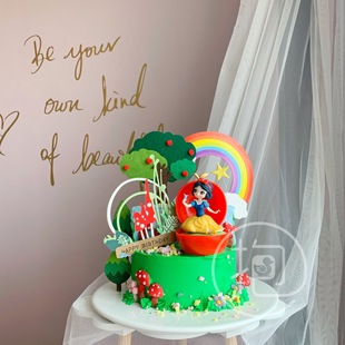 蛋糕装饰摆件白雪公主扭蛋红苹果装扮童话故事玩偶南瓜马车甜品台