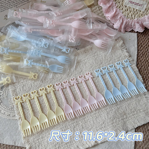 抱抱酱原创版权可爱蝴蝶结叉子水果叉蛋糕甜品叉独立包装外卖叉