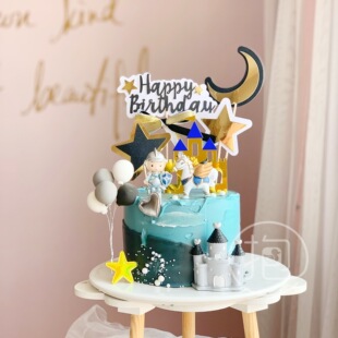 蛋糕装饰摆件盔甲武士小骑士战马摆件白马王子玩偶中世纪小男孩