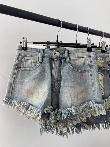 复古美式牛仔短裤女设计感小众