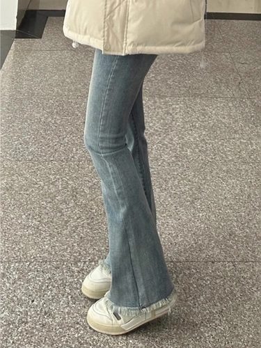 微喇裤子女小个子显瘦高腰裤喇叭