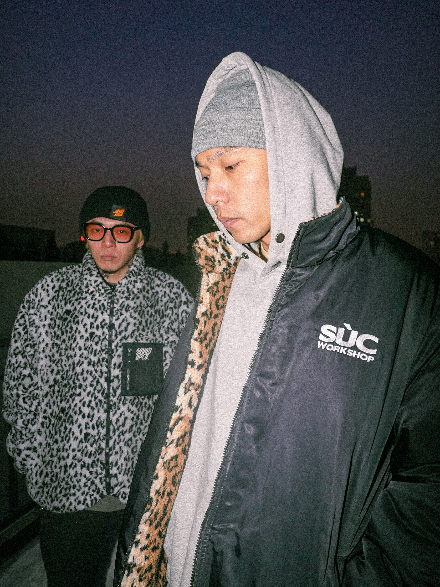 SUC群起加厚双面穿豹纹棉服