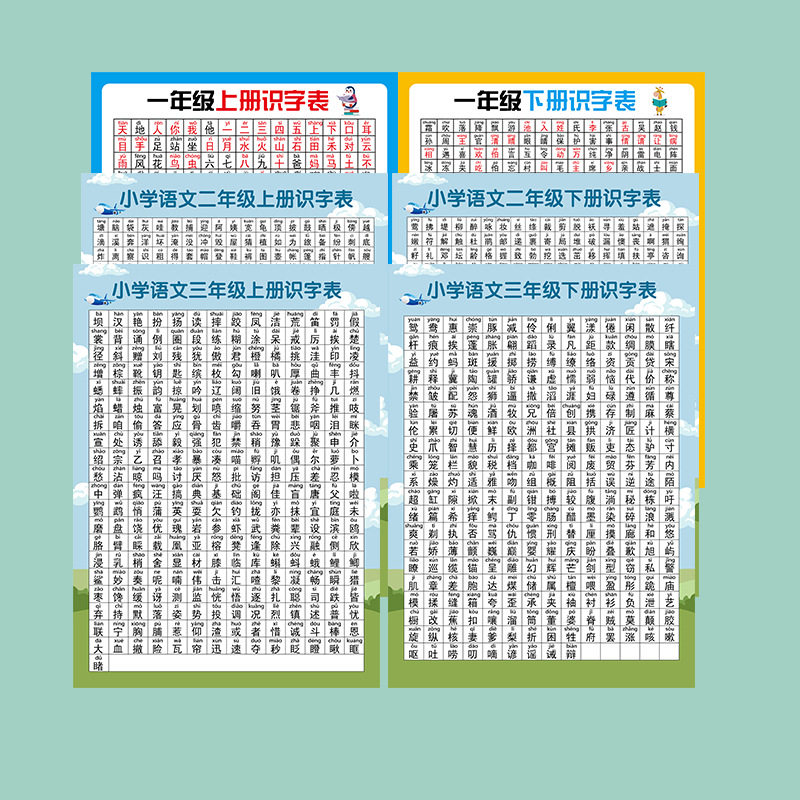 一二三年级语文识字表挂图