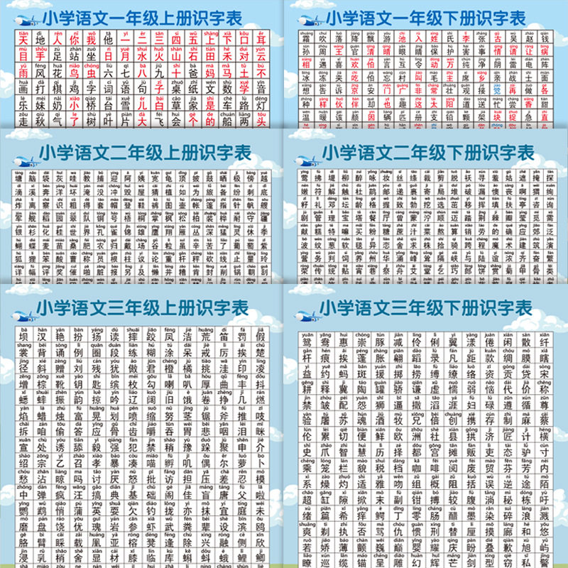 一二三年级语文识字表挂图
