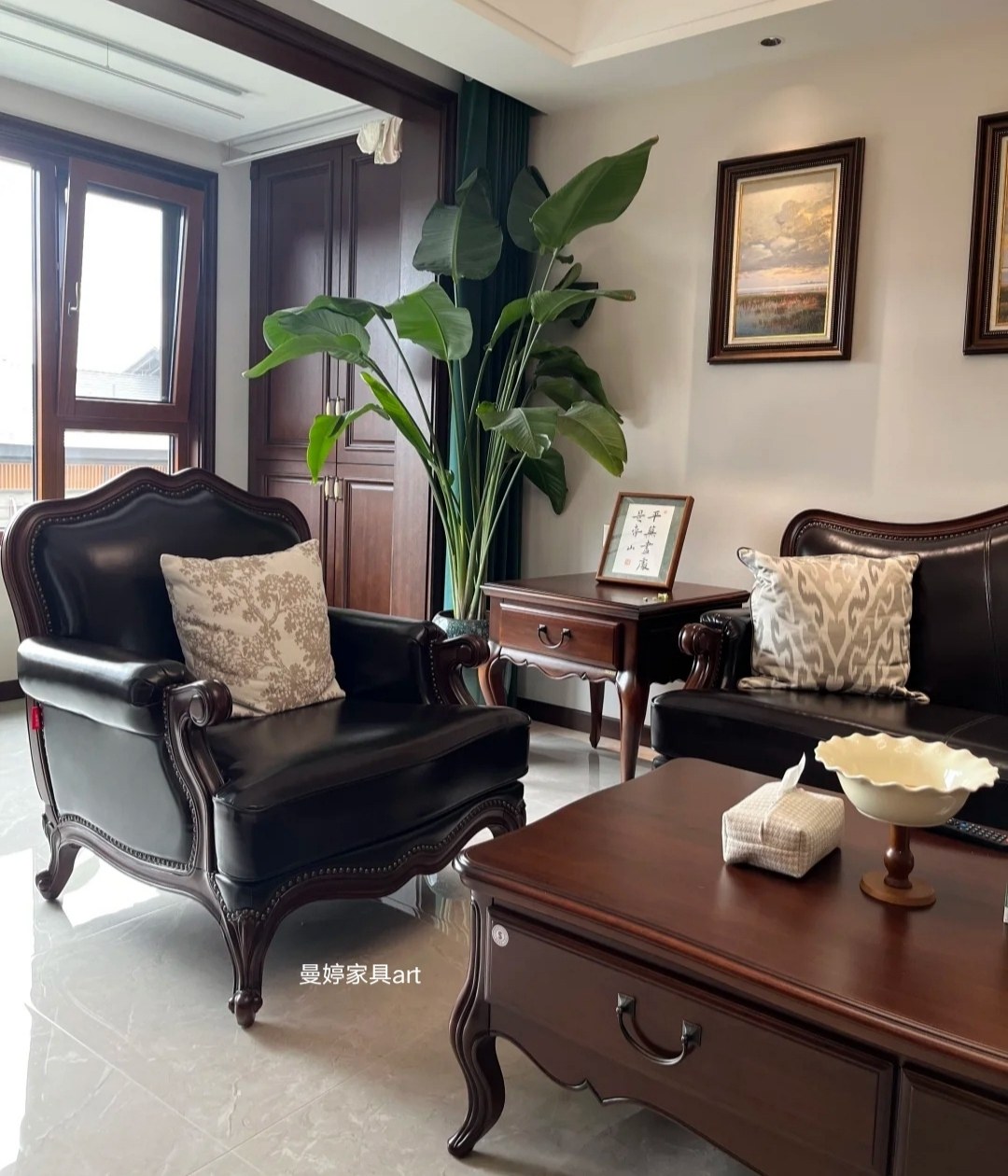 仁豪家具美式复古实木真皮沙发组合高端大小户型客厅皮布艺沙发,住宅家具,实木沙发,淘宝优惠券,粉丝福利购,淘宝优惠卷