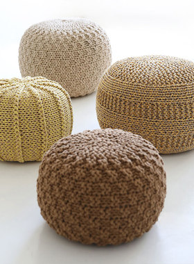 跨境省邮冲洗侘寂风手工编织榻榻米茶几豆袋蒲团坐墩坐垫套搁脚凳