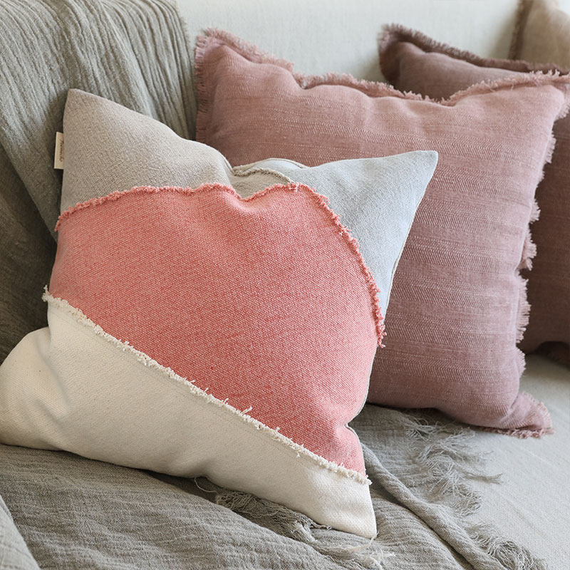 弋采原创现代简约撞色拼接全棉沙发装饰靠垫抱枕腰枕方枕靠枕套