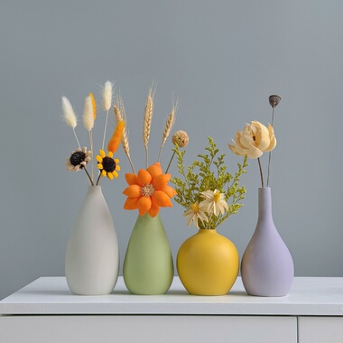 景德镇陶瓷花瓶装饰品摆件现代简约客厅电视柜带花高度20到30厘米