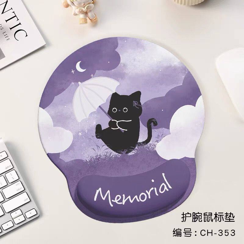 护腕鼠标垫可爱防滑黑猫小猫办公