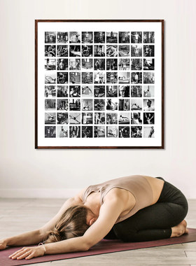 普拉提工作室装饰画普拉提先生黑白挂画简约有框瑜伽馆yoga墙壁画