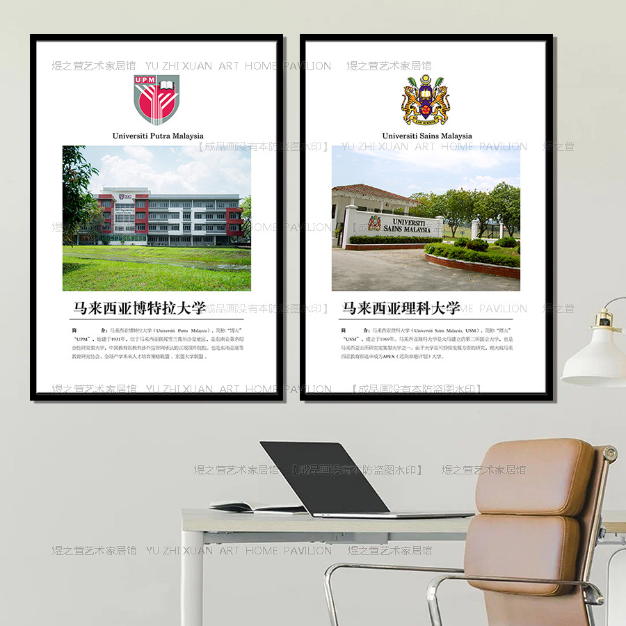 出国外留学咨询机构挂画名校马来西亚大学教室墙壁画英文培训装饰图片
