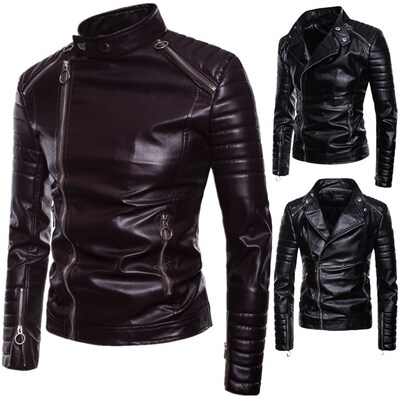 Men autumn good quality leather jacket motorcycle coats 皮衣