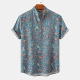 Shirt Collar Men Hawaiian Half Placket Beach Vacation