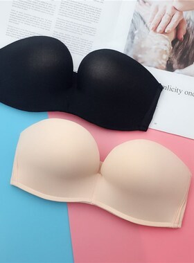 Bra Push Up Strapless Invisible Black Skin Wedding Bralette