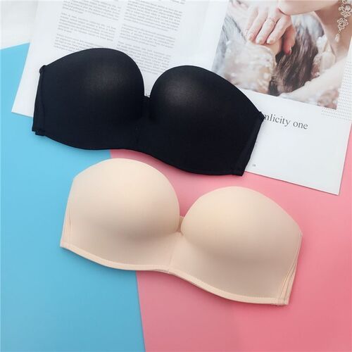 Bra Push Up Strapless Invisible Black Skin Wedding Bralette