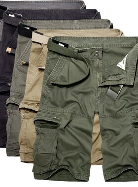 Men's Washed Cotton cargo shorts casual short pants for Male