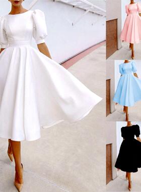 Spring and summer big short sleeve skirt春夏大摆短袖中裙女