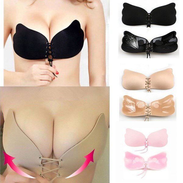 Silicone  Backless Strapless Drawstring Corset Invisible Bra