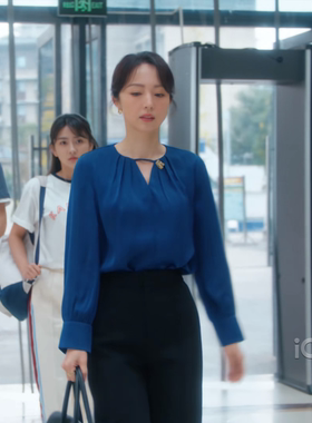 白色橄榄树冉雨微董璇同款长袖雪纺衫女士上衣宽松显瘦遮肚子衬衫