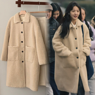 凡人歌殷桃李晓悦章若楠同款羊羔绒大衣中长款秋冬季新款外套女