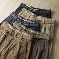 Japanese retro streetwear brand casual workwear pants, straight-leg loose ins Harem pants, capri pants, Andy Yau plus-size men's fashion thumbnail 7