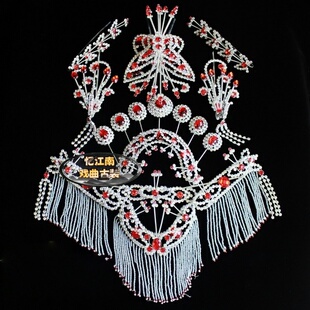 戏曲头饰整套木钻头面七星泡子后三件头饰顶花蝴蝶串耳挖子偏凤