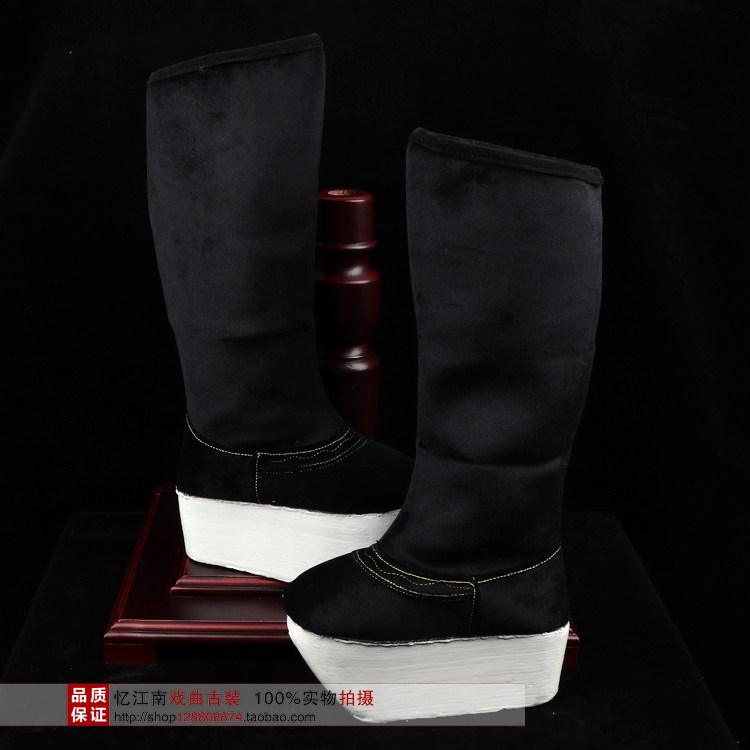 新款演出古装鞋高靴朝靴戏曲服装戏剧越剧小生高帮武生靴清朝官靴
