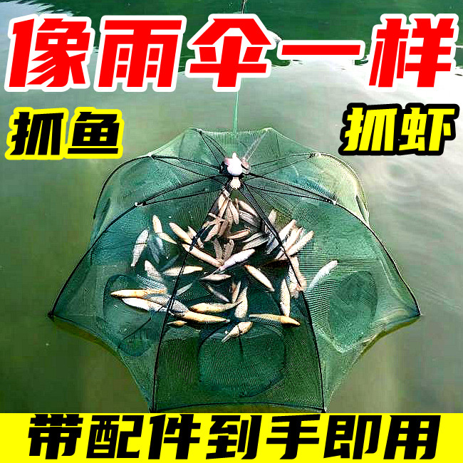 虾笼鱼网渔网伞笼捕鱼神器龙虾笼黄鳝泥鳅笼扑河虾地网折叠抓鱼笼