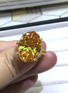 新切工12克拉金钻活口戒指培育石高碳钻