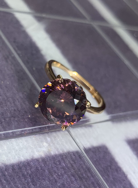 6克拉干枯玫瑰星空切戒指活口18k香槟金电镀