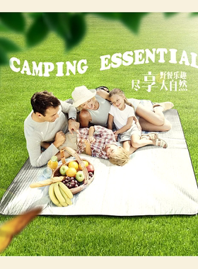 户外加厚铝膜野餐垫双人草地便携垫子汽车防晒隔热遮阳挡布