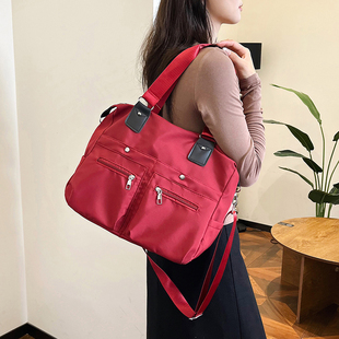 多口袋大包包尼龙布包女新款 拼接上班通勤质感轻便手提单肩斜挎包