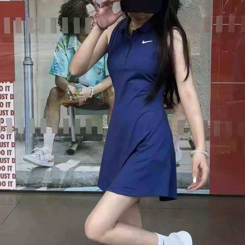 显瘦显高~耐克NIKE正品网球裙速干透气立领无袖连衣裙CV4838 510
