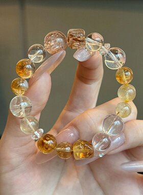 春日樱【小金库】天然黄塔晶白水晶小众设计感串珠水晶手串女高级