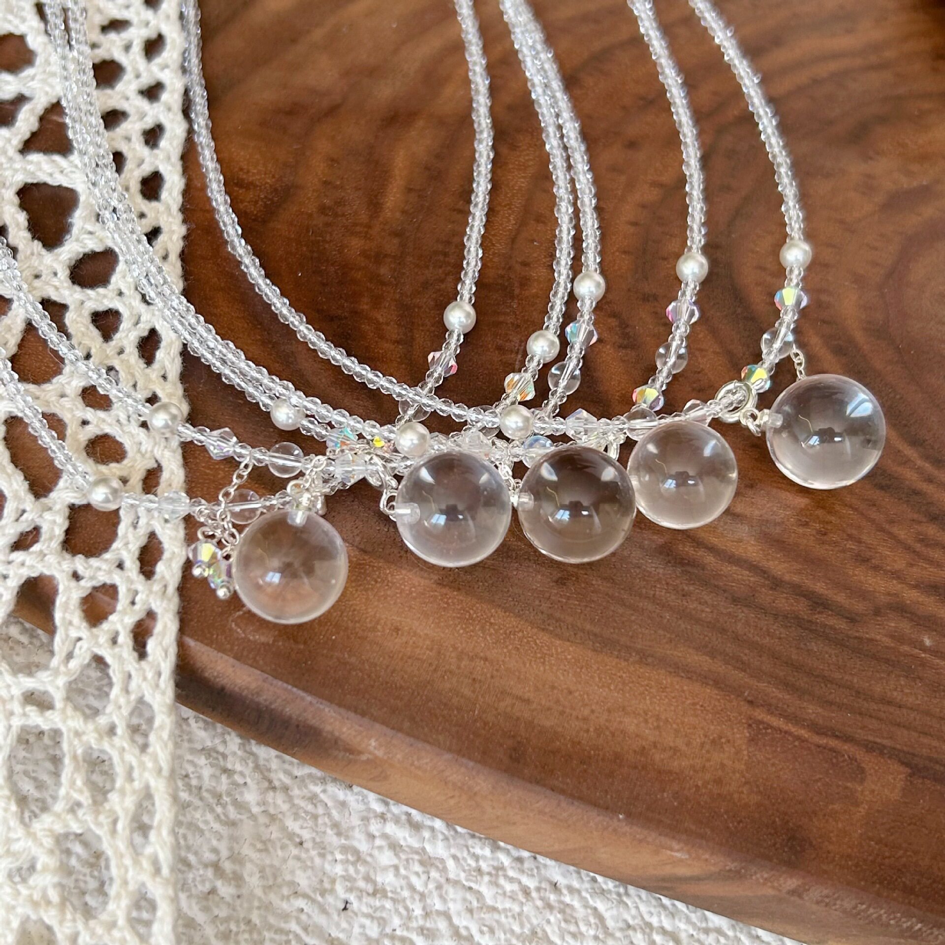 日樱夏季天然水晶项链心白水晶净体原创设计施华洛卡通甜美锁骨链