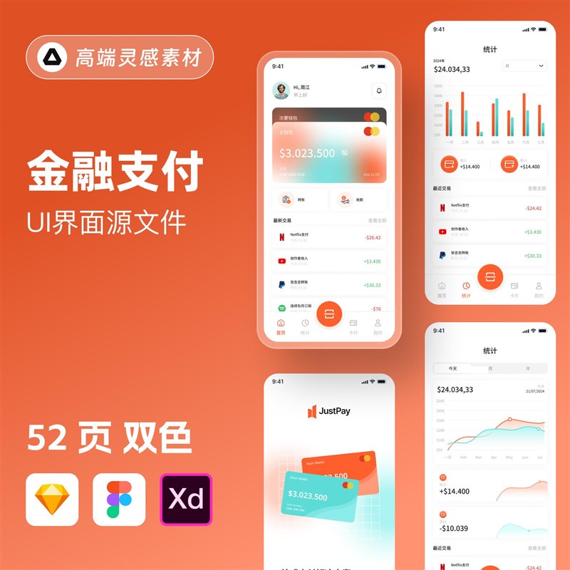 金融钱包APP支付数据统计面试作业小程序UI界面Figma设计素材模板图片