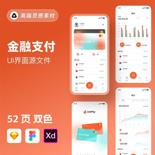 金融钱包APP支付数据统计面试作业小程序UI界面Figma设计素材模板